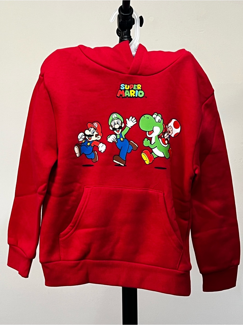 Super Mario Kids Red Hoodie Sweatshirt Mario Luigi Yoshi Toad Boys size 4-5 year